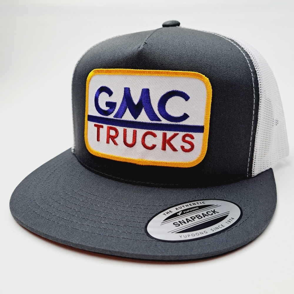 GMC Trucks Embroidered Patch Flat Bill Trucker Mesh Snapback Cap